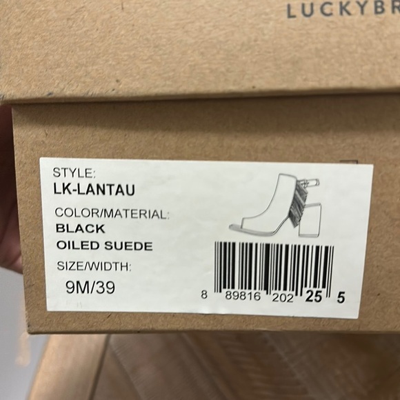 NEW Lucky Brand Suede Fringe Boho Open Toe Stacked Block Heel Sandal Shoe - Picture 13 of 13